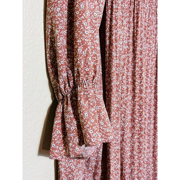 Down East Boho Country Cottagecore Dress Pink Floral Knee Length Small Modest - Picture 4 of 9